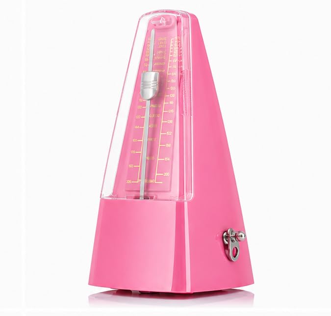 Image of Perlman Traditional Wind Up Mechanical Metronome for Piano Guitar Bass Drum Violin and Other Musical Instruments (Pink)
