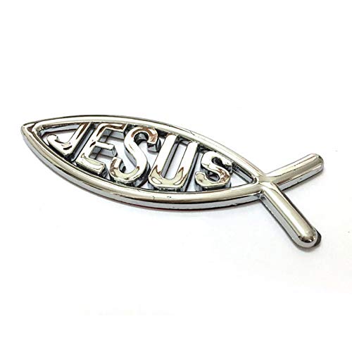 2Pcs Jesus Fish Decal Sticker Silver,3D Car Chrome Decal Emblem Sticker Religious God For Jesus Christian Fish Symbol #TOP5