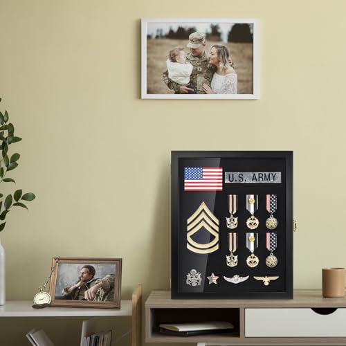 TJ.MOREE Pin Display Case - 11x14 for Military Badges Medals Tags Patches, Jewelry & Giant Pins, Insignia Ribbons