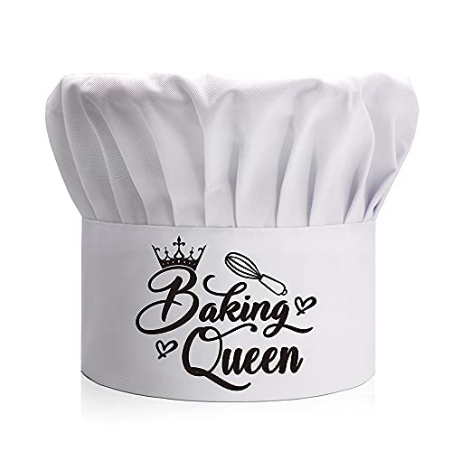 Dyjybmy Baking Queen, Adult Adjustable Kitchen Cooking Hat With Elastic Band Chef Baker Cap White, Cooking Grilling Bbq Gifts For Woman, Wife, Mom, Her, Grandma #TOP19