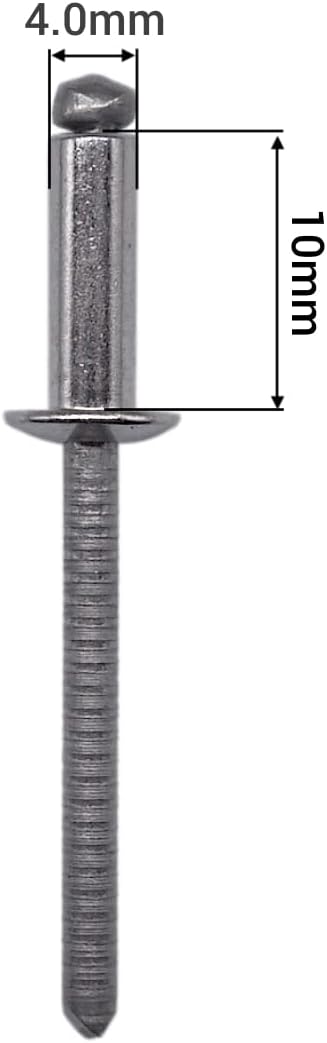(Pack of 100 pcs) Stainless Steel Blind Rivets 4.0 x 10 mm, Dome Head, Pop Rivets, DIN 7337, A2 Rivet, Grooved Mandrel (100, 4.0 x 10 mm) - Image 4