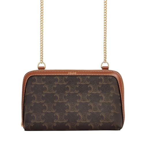 [セリーヌ] ショルダーバッグ レディース チェーンショルダー トリオンフキャンバス＆ラムスキン ブラウン 10E382CBX 04LU [並行輸入品]