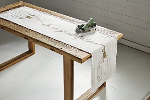 Mud Pie White Pumpkin Applique Table Runner, White, 72" X 18" #TOP1