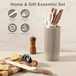 8-Piece Kitchen Knife Set with Sharpener, Universal Knife Block, Stainless Steel Blades, Ergonomic Design, Rust-Resistant, Home & Gift Essentials Chef Knives