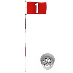 THIODOON Golf Flagstick 6ft Golf Flag and Cup for Yard Pro Detachable Golf Hole Cup and Flag for Driving Range Backyard Upgrade Anti-Rust Glass Fiber 5-Section Design with Connectors