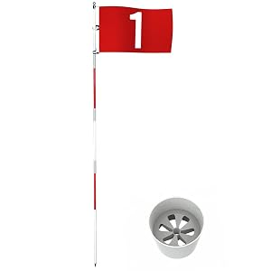 THIODOON Golf Flagstick 6ft Golf Flag and Cup for Yard Pro Detachable Golf Hole Cup and Flag for