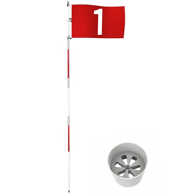 THIODOON Golf Flagstick 6ft Golf Flag and Cup for Yard Pro Detachable Golf Hole Cup and Flag for