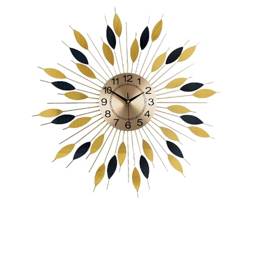 Horloge murale dorée de 23 pouces en métal du milieu du siècle pour salon