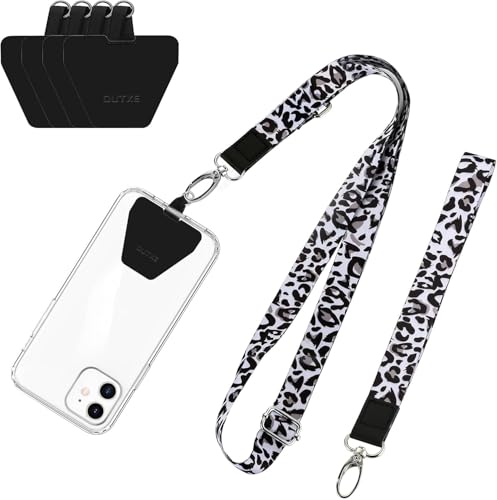 Image of OUTXE Phone Lanyard - 4x Pads, 1x Adjustable Neck Strap, 1x Wrist Strap, Nylon Phone Lanyard Compatible with All Smartphone