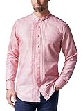 gerader Regular Fit Walbusch Herren Hemd Leinen Trachtenhemd einfarbig Rosenholz 45-46 - Langarm