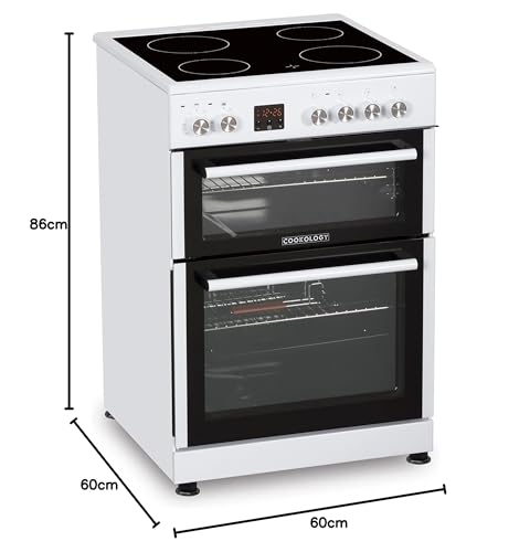 Cookology CFDO600WH 60cm Wide, 86 Litre Capacity Freestanding Electric Double Cooker Fan Oven with Ceramic Top 4 Cooking Zone Hob - in White - Image 9