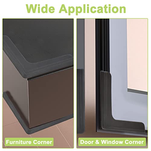 Image of Window Corner Guards, 8Pcs L-Shaped Window Corners Protectors Self Adhesive Silicone Bumper Anti-Collision Table Corner Protectors for Protecting Window Furniture Edge (Black)