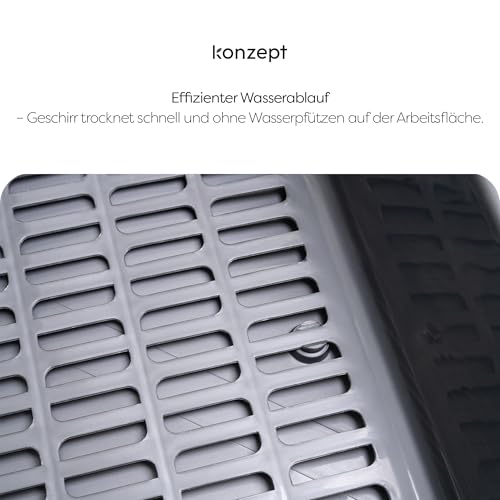 Foto von KONZEPT Abtropfgestell für Geschirr 2-in-1 mit Abtropfschale, Geschirrabtropfgestell kompakt 44 x 35 x 9,5 cm, für Küche & Camping