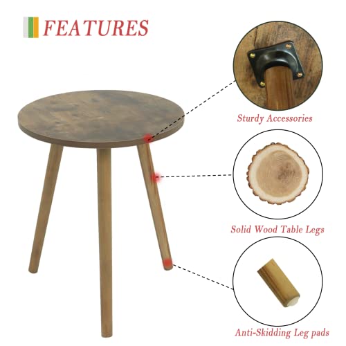 Awasen Side Table Round, Small Side Table Modern End Accent Table For Living Room Bedroom Office Small Spaces, 16''D X 19.5''H (Rustic Brown) #TOP3