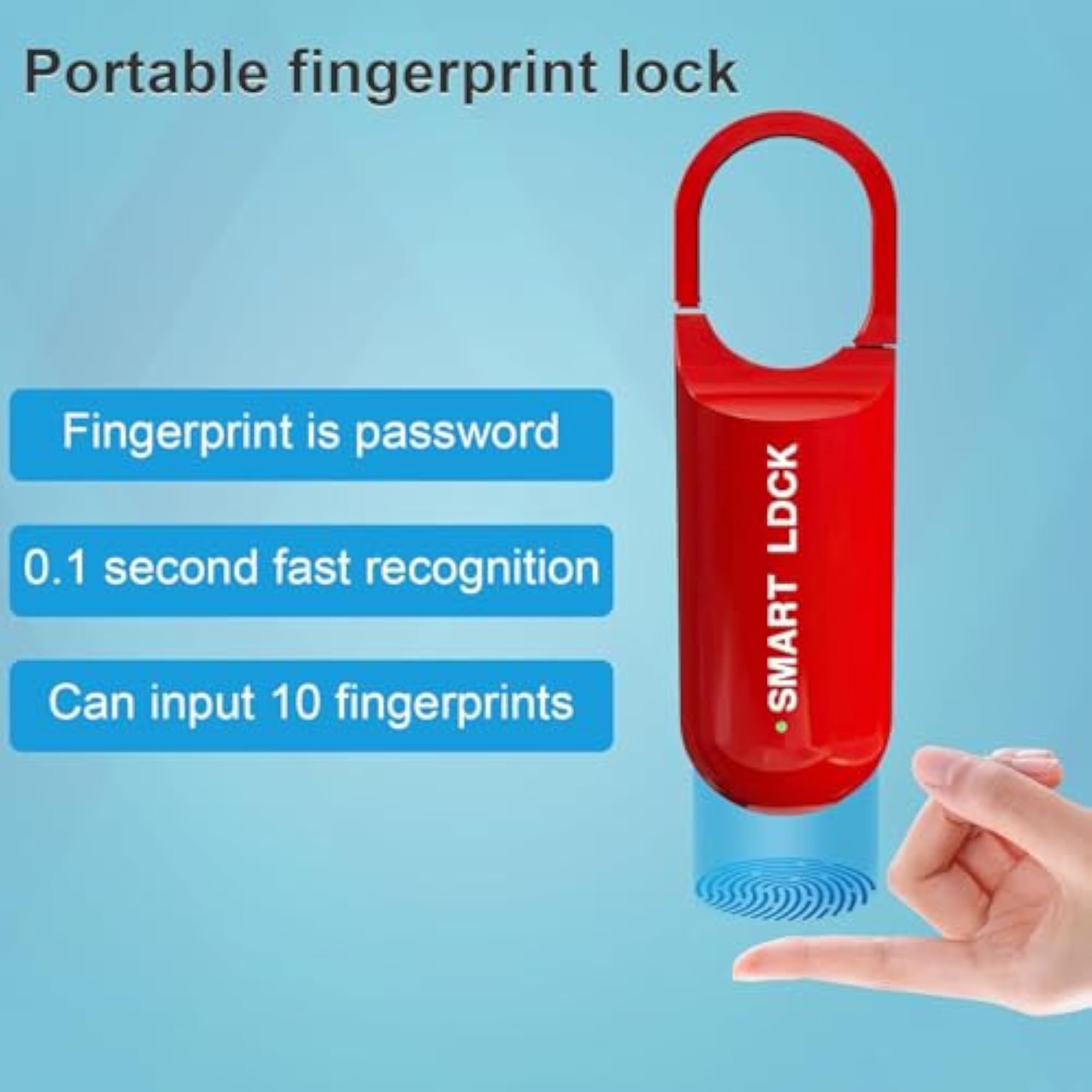 Mini Smart Fingerprint Padlock, USB Rechargeable
