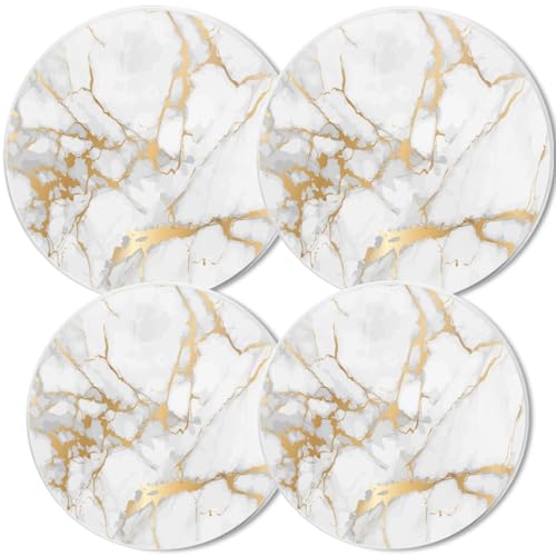 Gas Stove Burner Covers,Set of 4,White Covers for Electric Stovetop Kitchen,8 Inches and 10 Inches,White And Golden Marble