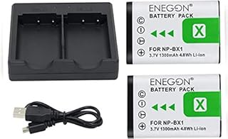 NP-BX1 ENEGON Replacement Battery (2-Pack) and Rapid Dual Charger for Sony NP-BX1 and Sony Cyber-shot DSC-RX100, DSC-RX100M II/II/////VA, DSC-RX100 M4/M5/M6/M7, HDR-CX