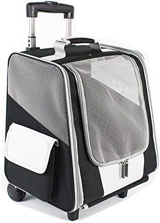 Cat Backpack Carrier with Wheels for Pet Travel Small Dog Stroller Soft-Side Carrier for Cat Under 15 LBS
