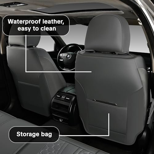 Wertigen Full Set of Dark Gray Genuine Leather Seat Covers, Universal Fit — view 6