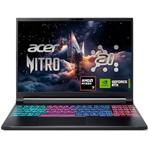 Acer Nitro V 16S AI Gaming Laptop | AMD Ryzen 7 260 Processor | NVIDIA GeForce RTX 5060 Laptop GPU (572 AI Tops) | 16" WUXGA IPS 180Hz Display | 32GB DDR5 | 1TB Gen 4 SSD | Wi-Fi 6 | ANV16S-41-R2AJ