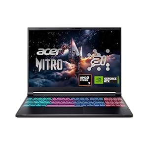 Acer Nitro V 16S AI Gaming Laptop | NVIDIA GeForce RTX 5060 GPU | AMD Ryzen 7 260 Processor | 16″ WUXGA IPS 180Hz Display | 32GB DDR5 | 1TB Gen 4 SSD | Wi-Fi 6 | ANV16S-41-R2AJ