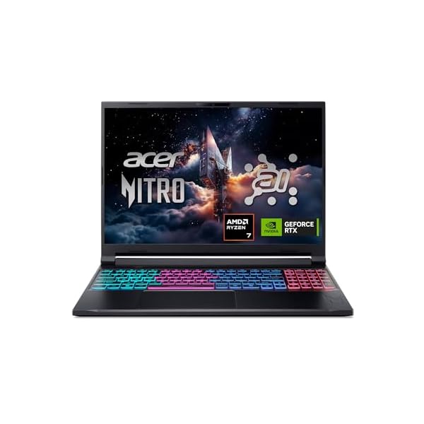 Acer Nitro V 16S AI Gaming Laptop | NVIDIA GeForce RTX 5060 GPU | AMD Ryzen 7 260 Processor | 16″ WUXGA IPS 180Hz Display | 32GB DDR5 | 1TB Gen 4 SSD | Wi-Fi 6 | ANV16S-41-R2AJ