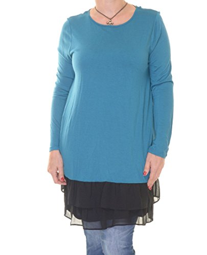 Vestido casual Kensie de mujer colorblock azul talla S con remates de chifón fluidos