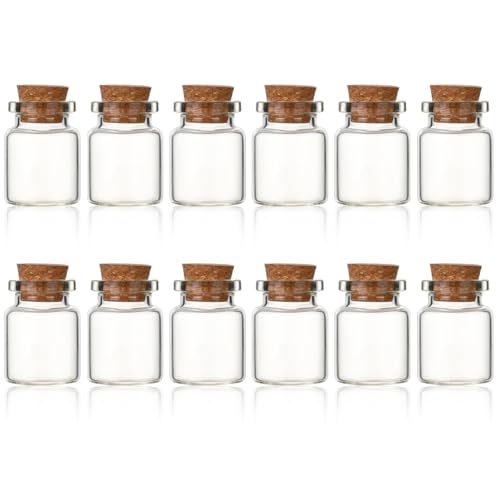 Arcjunys Garrafas de vidro pequenas com tampas de cortiça, frascos de vidro pequenos com tampas, mini garrafas de vidro de 5 ml com tampas de cortiça, pequenos frascos de feitiço para trabalhos
