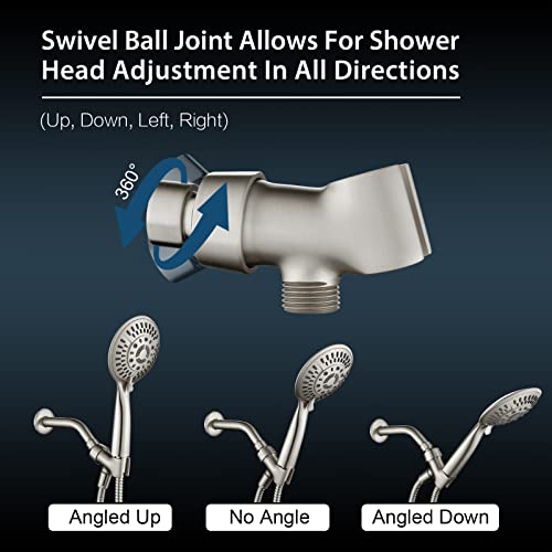 Bright Showers Shower Head Holder All Metal Handheld Shower Head Holder, Brass Adjustable Shower Arm Mount Bracket, Brushed Nickel #TOP3