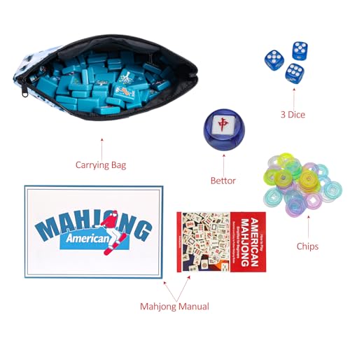 Juego de Mahjong americano con 160 fichas y bolsa miniatura 3