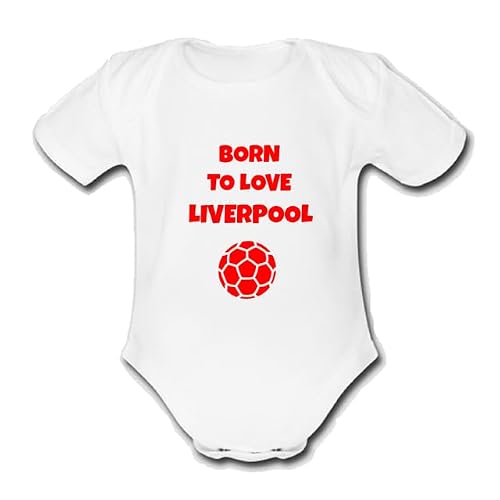 Image of Psychobaby BORN TO LOVE LIVERPOOL PERSONALISED Unique Baby Vest Baby Grow Babygrow Boys Girls Onesie FOOTBALL