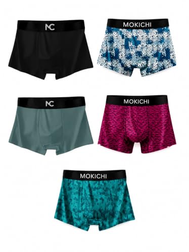 Image of Men's Boxer Briefs for Men, Stretchable Trunks Underwear, Soft Comfortable Fit, Breathable Mid-Rise Boxer Shorts, Assorted Solid & Printed Designs, Pack of 5