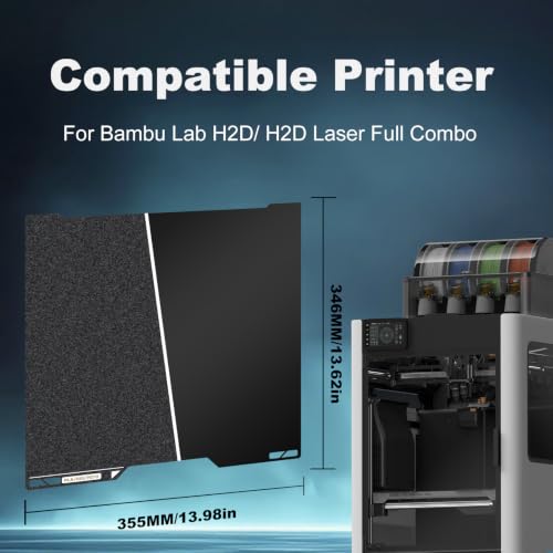 Image of 355x346mm Build Plate Double Sided Sheet Textured PEI + Smooth PEI Flexible Removable Spring Steel Heated Printing Bed Platform for Bambu Lab H2D /H2S Laser 3D Printer