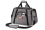 Luxury Pet Carrier Airline Approved Premium Under Seat Compatibility for Dogs and Cats - Soft Sided Portable Airplane Tote Bag Backpack with 2 Fleece Pads and Storage Case (Charcal gray supreme)