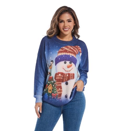 Image of Women's Oversized Graphic Print Knit Pullover Sweater