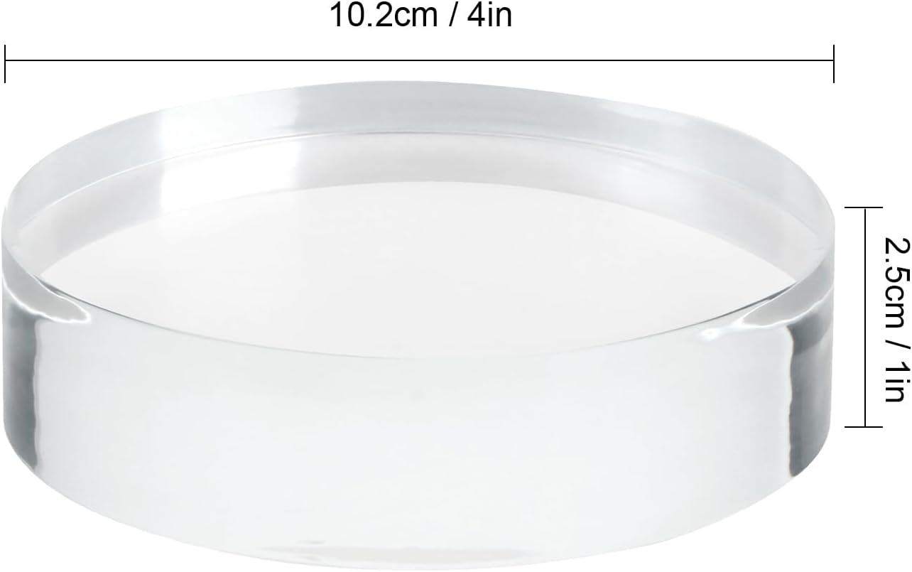 4-Piece Acrylic Round Blocks - Clear Edge Polished Display Base - Cylinder Trophy Base for Table Showing Collectibles