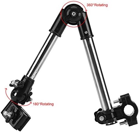 Miniatura 3 de Soporte de paraguas para cochecito, 360° ajustable para bicicleta, soporte elástico, soporte para cochecito de bebé, silla de cochecito (negro)