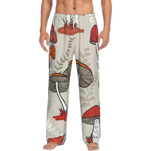Pantalon de pyjama en flanelle champignons rouges homme vêtement de détente doux