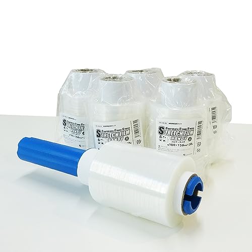サンキョウプラテック ハンディストレッチフィルム 100mm幅x150mx0.020mm厚 透明 6本 LLDPE素材 STR-100-20-b6のサムネイル