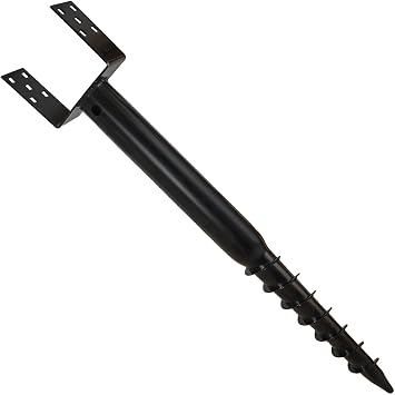 Heavy Duty Black Galvanised Ground Screw | Post Anchor | Metal Ground Post Spike for Timber Posts & Foundations 150mm - 6"