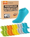sockenkauf24 Calcetines Tobilleros Hombre Mujer 10 Pares Calcetines Cortos Algodón Transpirables (Colores Coloridos 35-38)