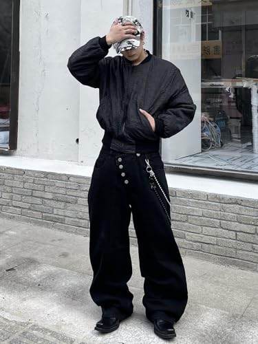 Men's Angled Button Fly Baggy Jeans Hip Hop Y2k Wide Leg Denim Pants Skater Jeans Streetwear4