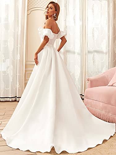 Ever-Pretty Women Off The Shoulder Floor Length A Line Wedding Dress White Us4 #TOP24