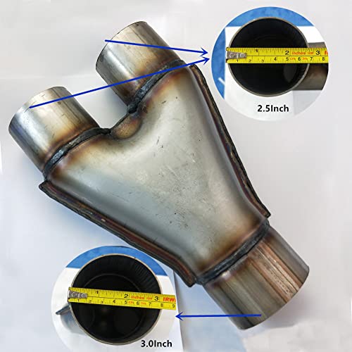 3 Inch Y Pipe Exhaust Dual Outlet pipe 2.5In SS409 Material 10In Overall Length (3In~Dual Outlet 2.5'') by RCCT - Image 4