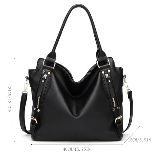 Maimeili Sac cabas à bandoulière en cuir PU pour femmes, sac à main rétro, portefeuille bandoulière hobo avec sangle réglable – vue 4