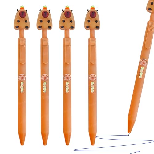 Image of FunBlast Gel Pens for Writing, 5 Pcs Gel Pen & 1 Pcs Highlighter Pen, with Comfortable Grip for Smooth Writing, Kawaii Pens, Stationery for School & Office (Blue Ink) (Capybara)