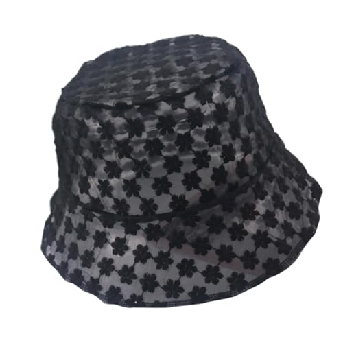 VALICLUD 1 Sombrero De Pescador con Encaje Bordado con Flores Sombrero De Pesca para Playa para Mujer con ala Sombrero De Pescador con Flores Sombrero De Pescador Bordado Sombrero De
