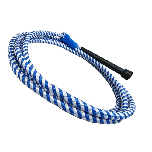 OOHGLITZ Kids Cowboy Lasso Rope Toy - Adjustable Pre-Tied Roping Rope 84in Ranch Toy with Handle for Outdoor Pretend Play (Blue and White)