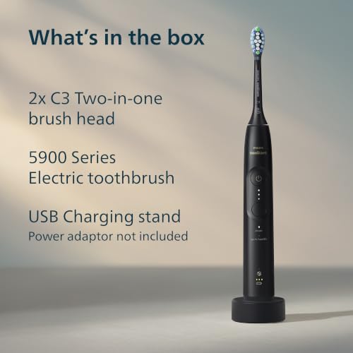 Image of Philips Sonicare 5900 Series Electric Toothbrush, Pressure Sensor, 6 Brushing Settings, SmarTimer, BrushPacer, 21-Day Runtime, Gentle Professional-Clean Feel, for Sensitive Gums, Black, HX7131 /02