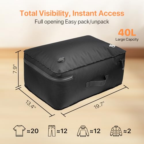 Ayovoch Vacuum Travel Bag for Luggage with Wireless Pump 35L, 180° Open Zipper, IP68 Waterproof, Reusable Compression Bags for travel to Save Space, Fits 20-28in Suitcase, Backpack, Cloth (2PC + Pump) by Ayovoch - Image 2